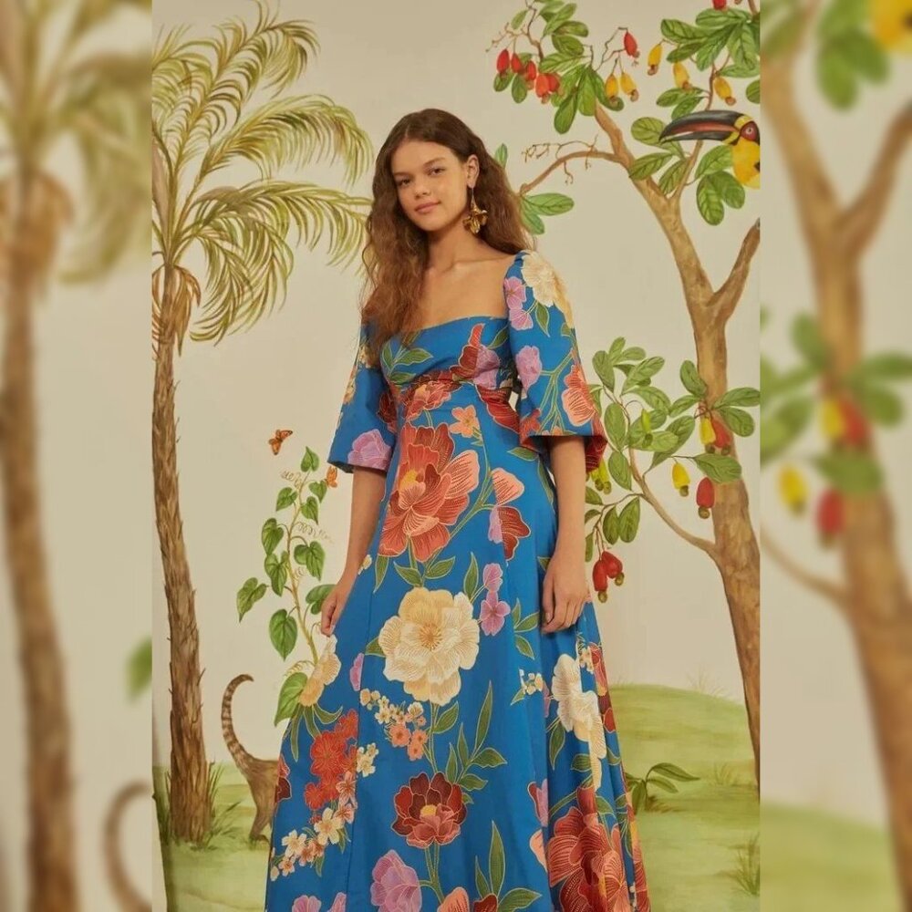 SOLD 💙🌸 FARM Rio Duda Maxi Dress sz L NWT AMAZING!!! 🌸💙